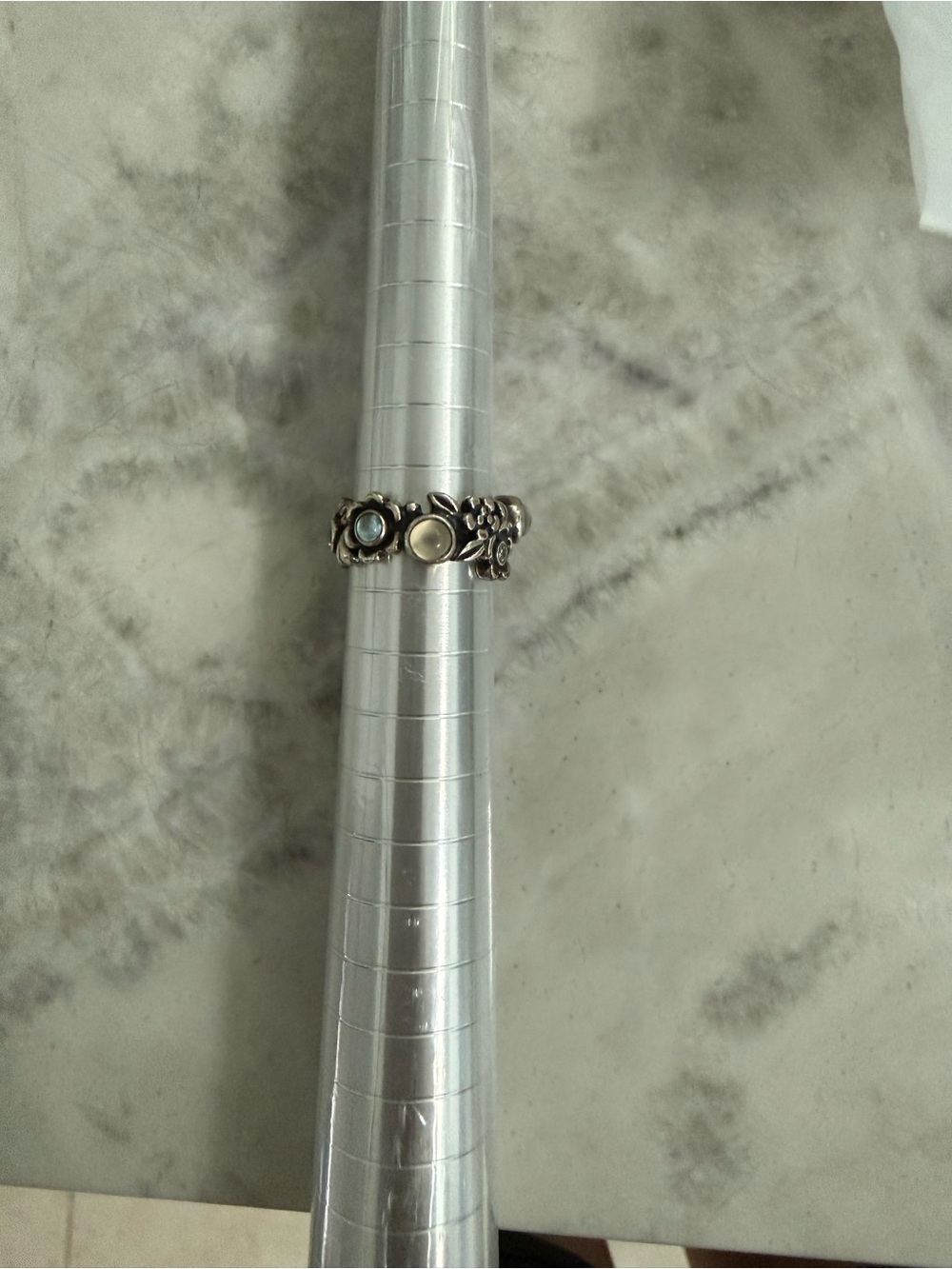 Pandora Silver Floral Ring with Opalescent Stones